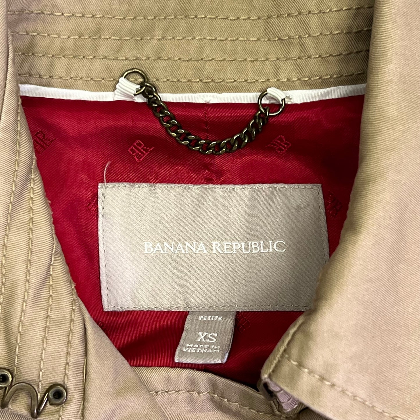 BANANA REPUBLIC Flared Trench Coat 100% Cotton Shell Women's Sz XS Coconut Husk