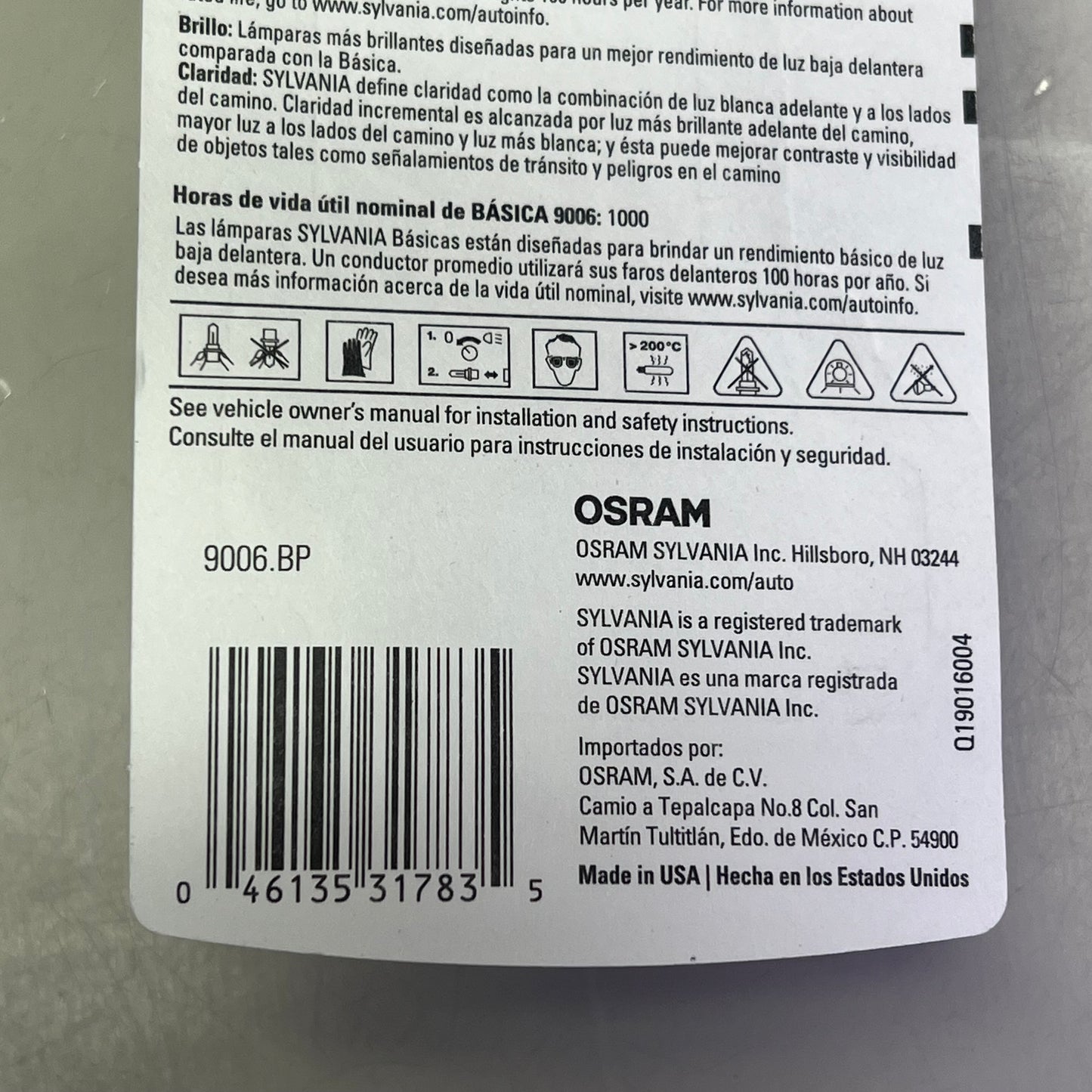 SYLVANIA (2 PACK) Basic Halogen Headlight Bulb OE Quality 12.8V 9006.BP