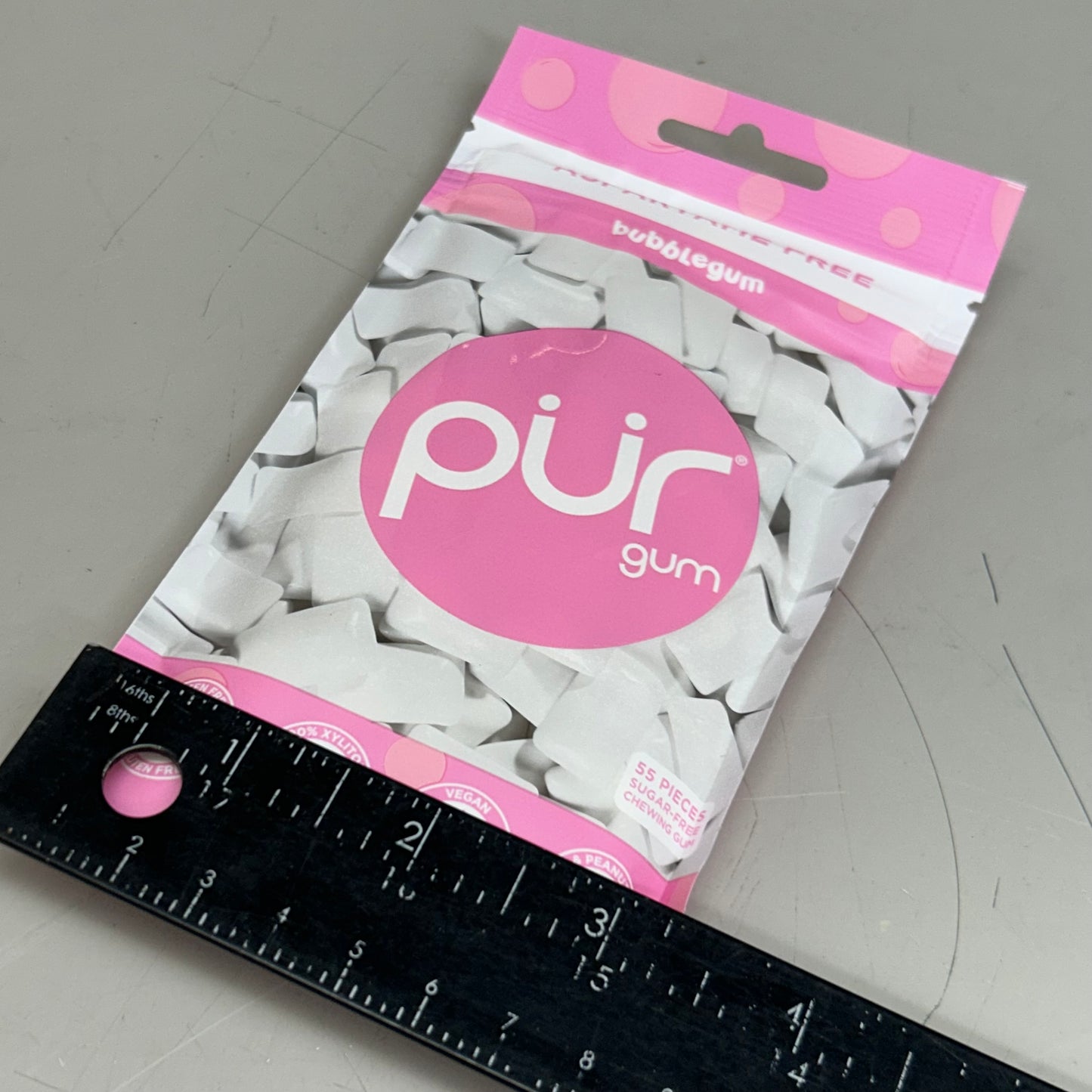PUR (12 PACK, 55 Pieces Each) Sugar Free BubbleGum Flavored Chewing Gum