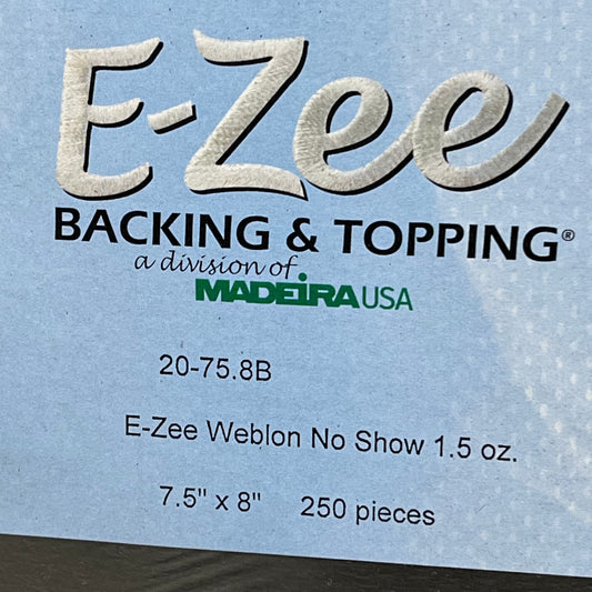 MADEIRA USA E-ZEE Backing & Topping No Show 7.5"x8" Black 20-75.8B