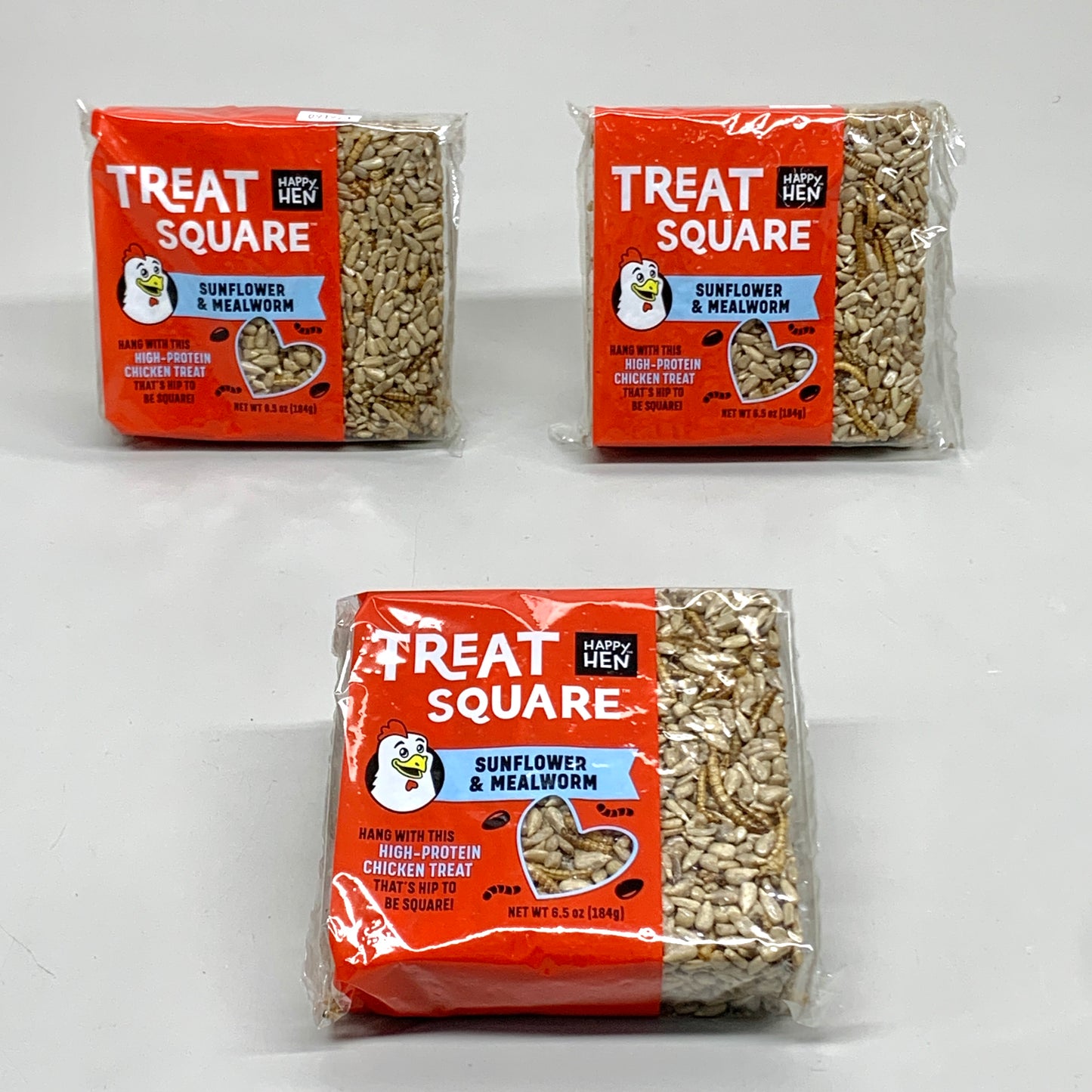 HAPPY HEN (3 PACK) Treat Square Mealworm & Sunflower 6.5 oz 855297003285