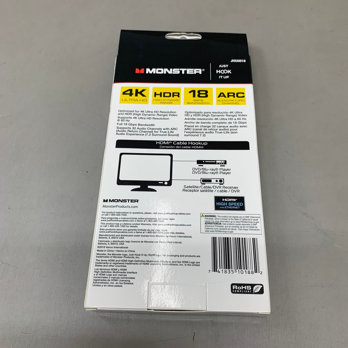 MONSTER (2 Pack) Ultra Slim 4K Ultra HD High Speed HDMI Cables 1.5Ft, 3Ft Black JHIU0009,JHIU0018