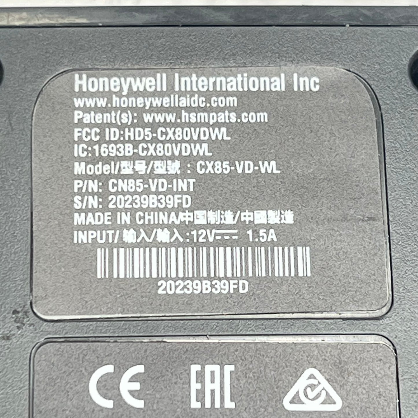 HONEYWELL Wireless Vehicle Charger Docking Cable Grey CN85-VD-INT (Used)