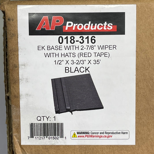 AP PRODUCTS EK Base 2-7/8” Wiper, 1/2”x3-2/3”x35’ Black W/ Red Tape 018-316