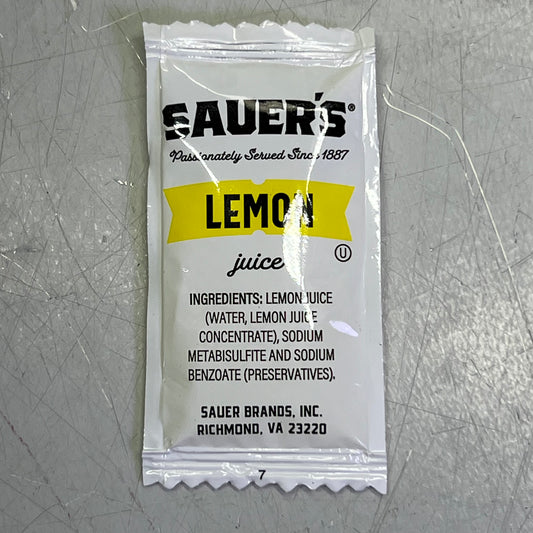 SAUER'S (200 PACK) Lemon Juice Pouches 0.14 oz BB 03/26