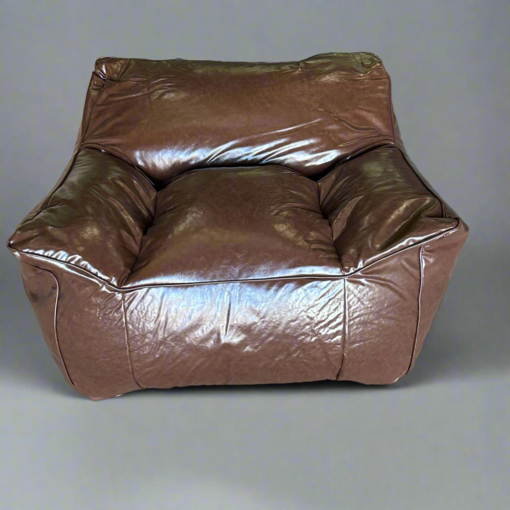 ZA@ SXB Faux Leather Bean Bag Chair Cyan Retro Brown (New)