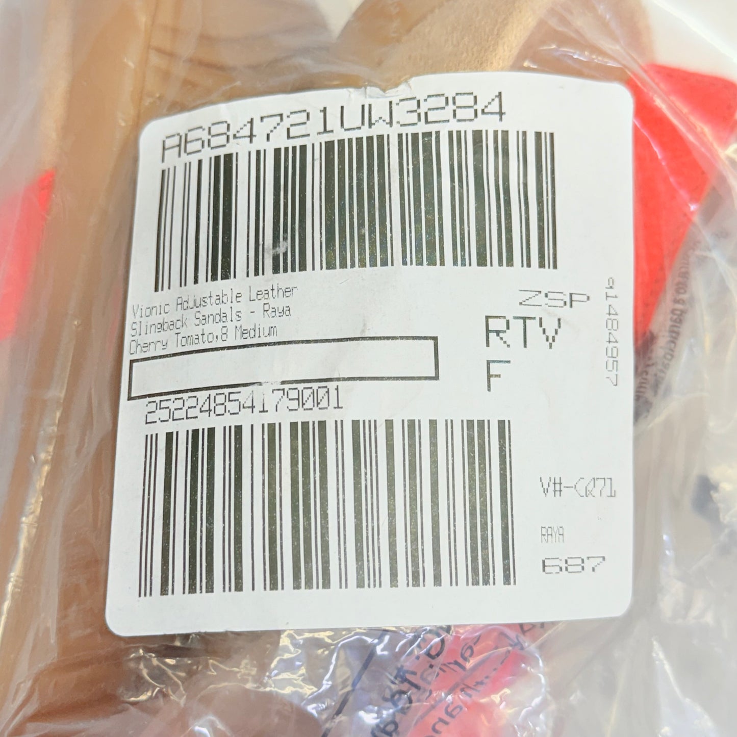 VIONIC Slingback Sandals Raya Adjustable Leather Sz 8M Cherry Tomato New