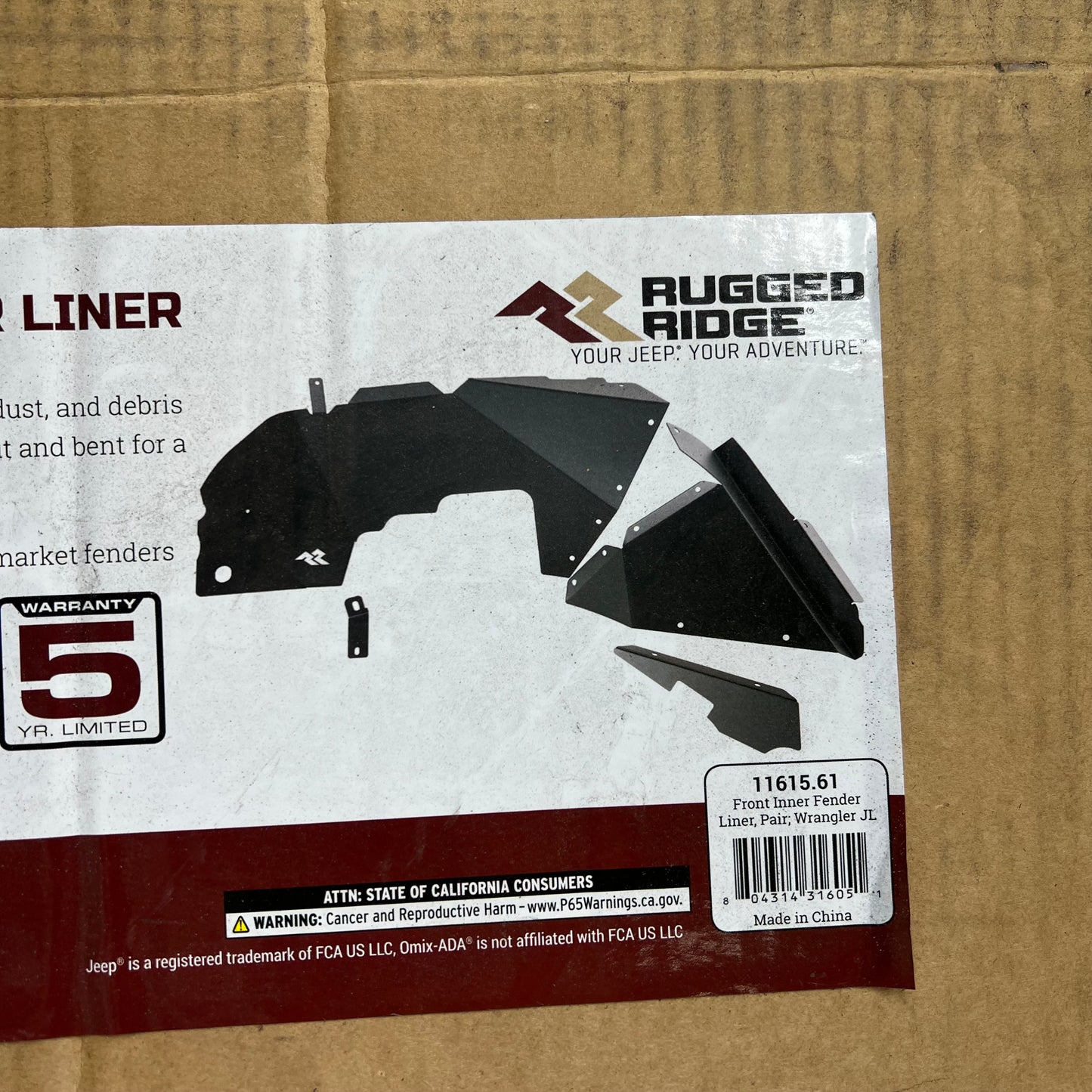 RUGGED RIDGE Fender Liners for 2018-26 Jeep Wrangler 2020-26 Gladiator 11615.61