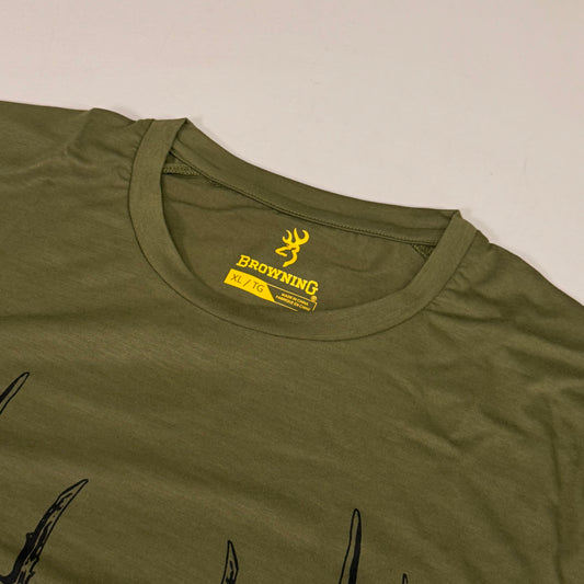 BROWNING Whitetail Camp Short Sleeve Shirt Men's SZ XL Forest Green 3014786404