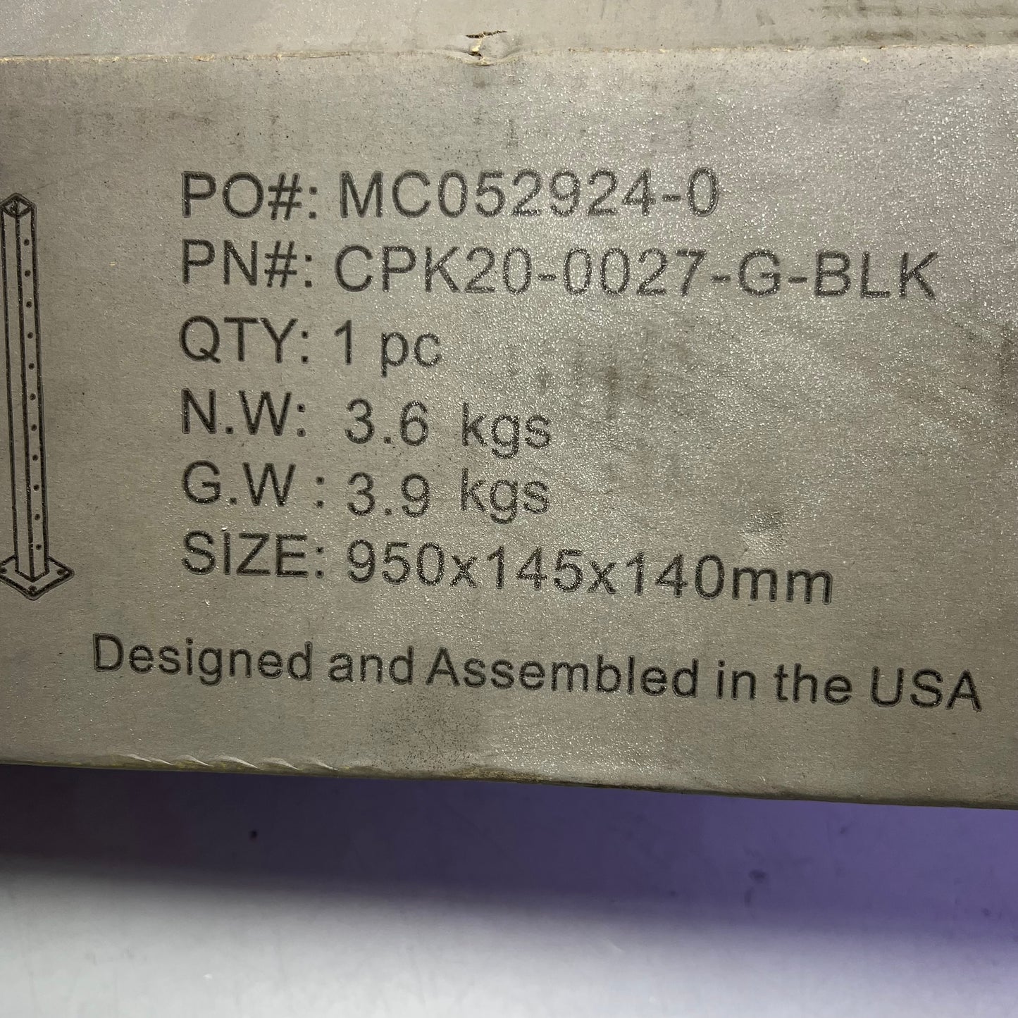 CITY POST Deck Corner Post Mount w/ Pre Drilled Holes 36" Black CPK20-0027-G-BLK