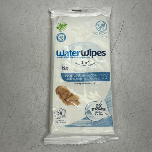 WATERWIPES (5 PACK of 28 Wipes) Sensitive+ Newborn Baby Wipes 7" x 6.6" White 100020 BB 05/27