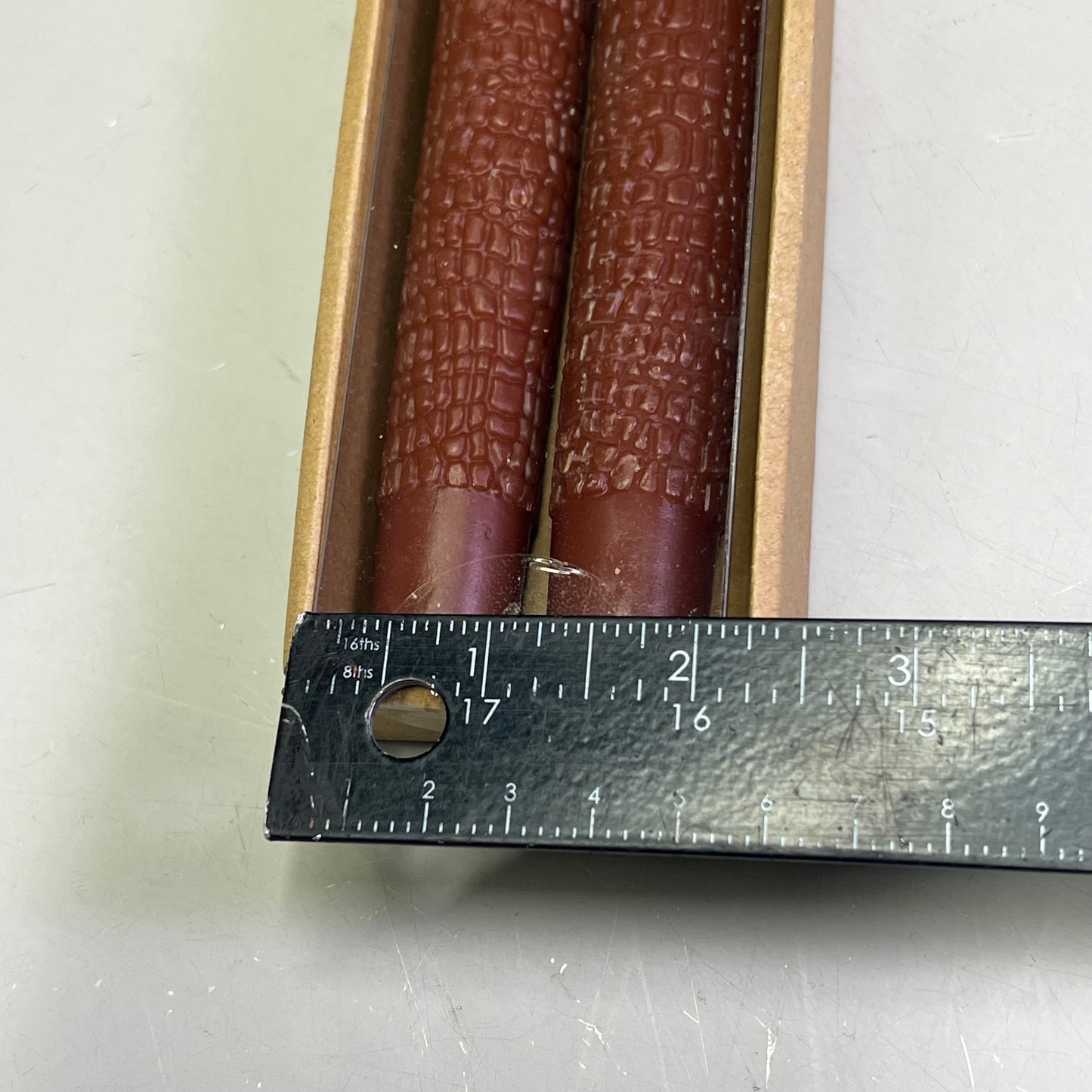 CREATIVE CO-OP (2 PACK) Snake Skin Print Taper Candle Unscented 10" Brown CD2230