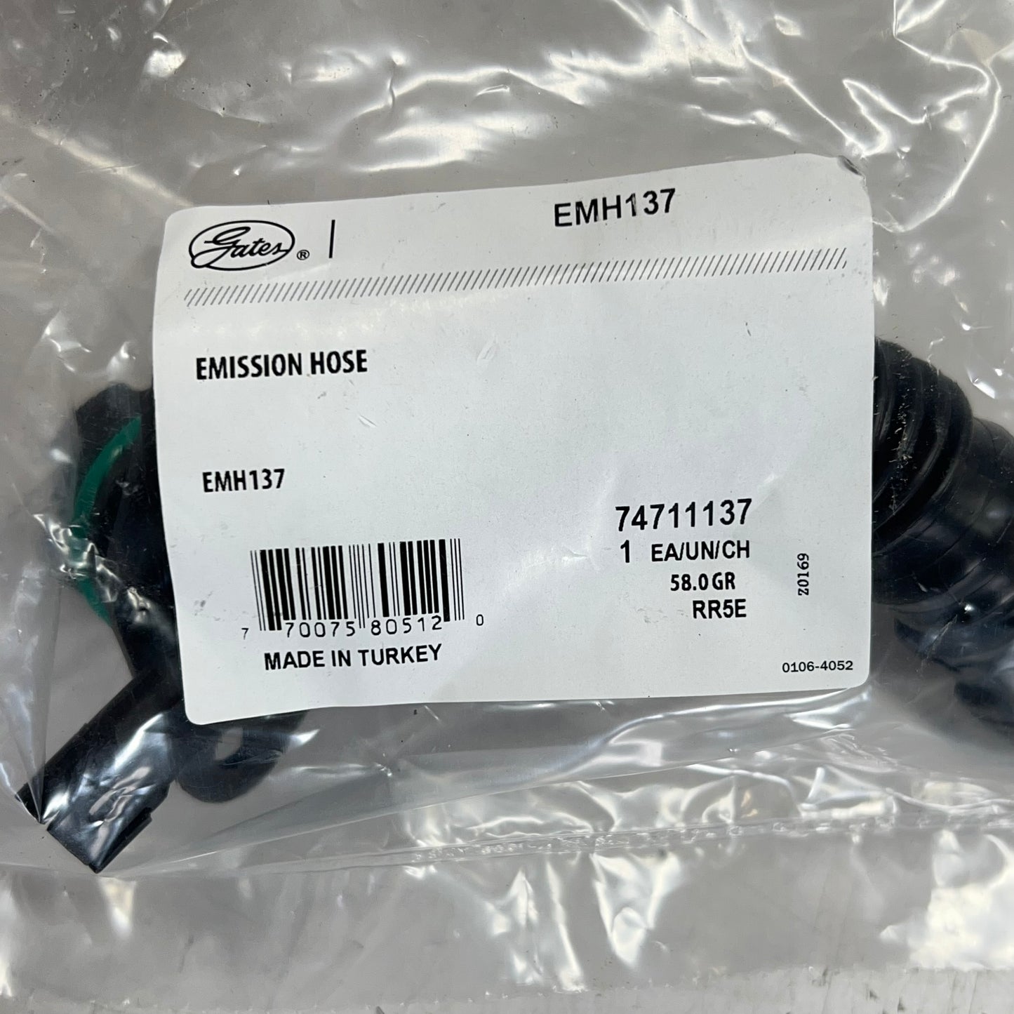 GATES Plastic Emission Control Ventilation Hose 7-3/8" Black EMH137