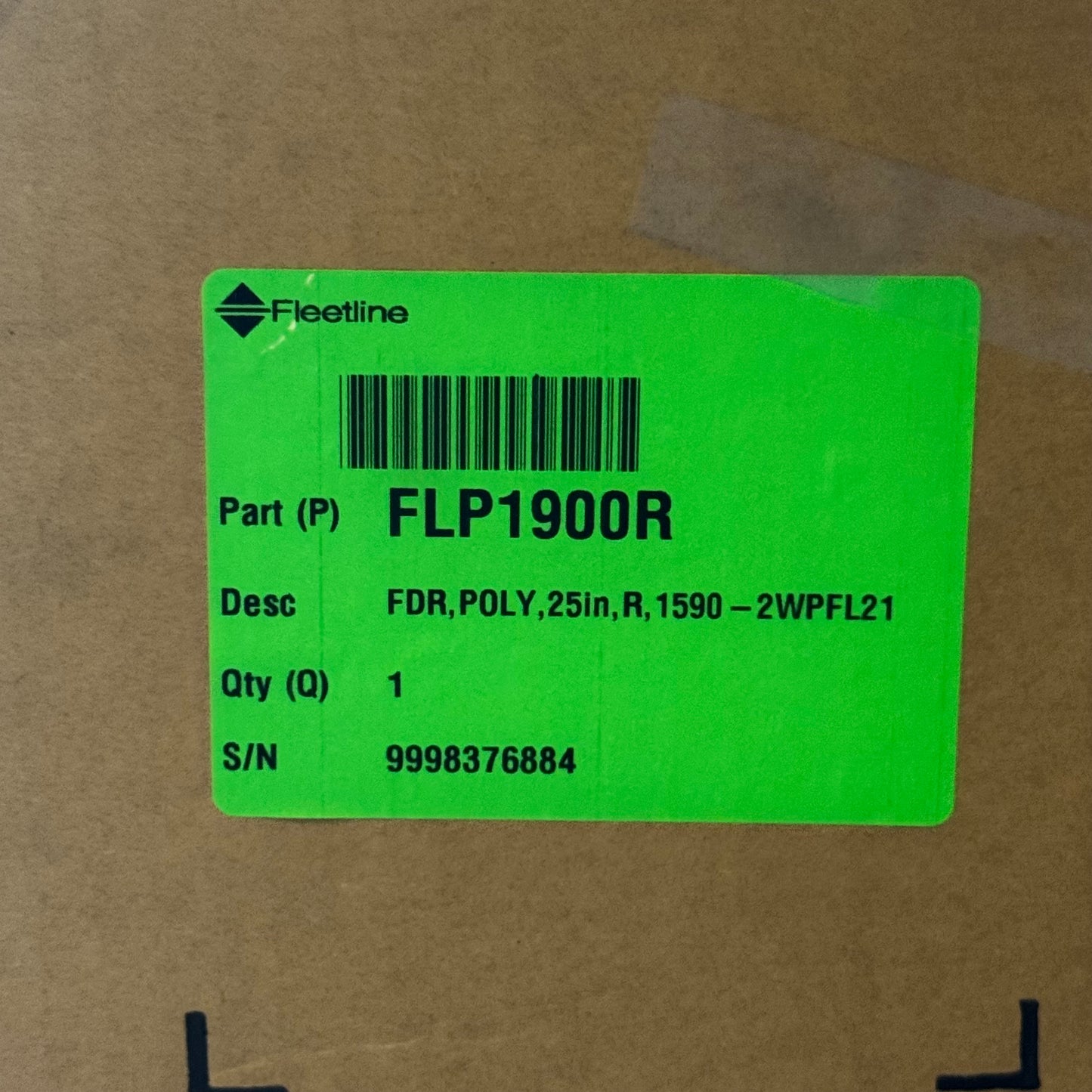 FLEETLINE Fleet Engineers Universal Poly Quarter Fender 22"W x 26"L Black FLP1900R