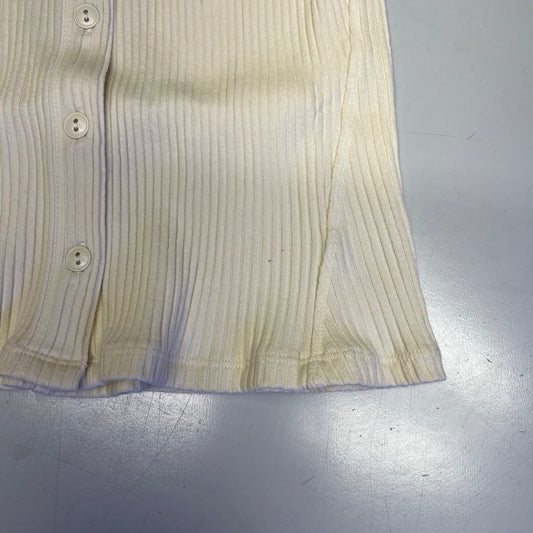 FREE PEOPLE Ribbed Cap Sleeve Most Wanted Cardi Women's Sz L Ivory 92736032