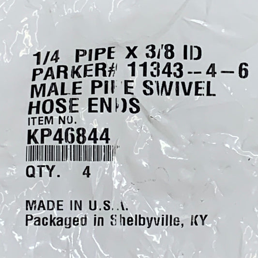 PARKER (4 PACK) Hydraulic Hose Male Pipe Swivel Hose Ends 1/4" x 3/8" Steel KP46844