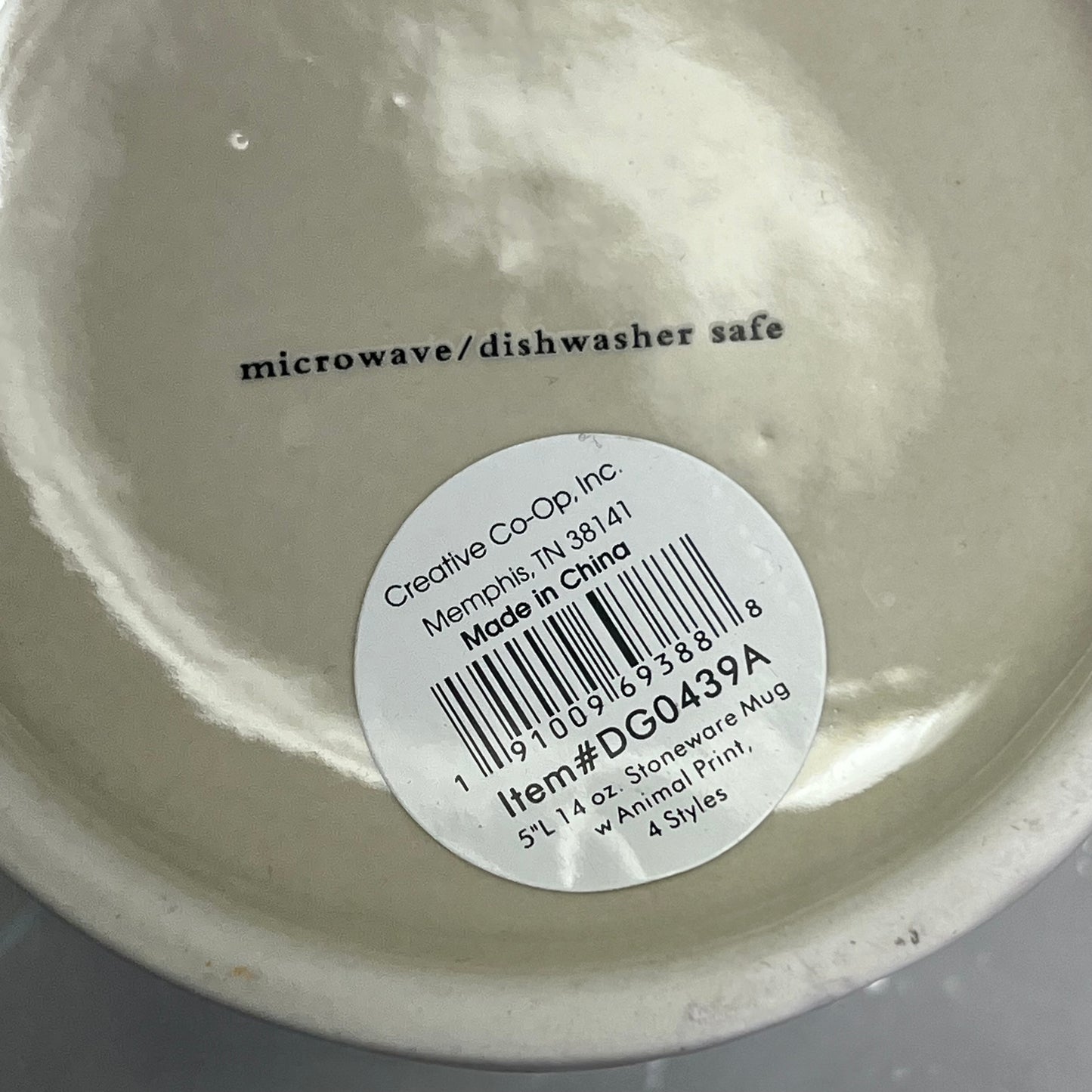 CREATIVE CO-OP Set Of 4 Stoneware Animal Print Mugs 4 Styles 6" 14oz DG0439A