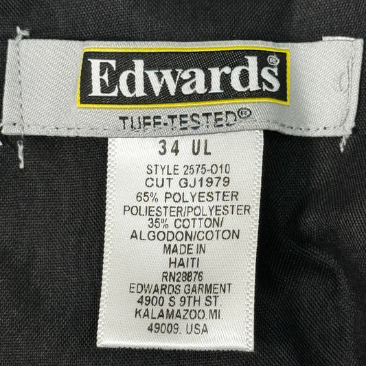 EDWARDS Button Closure Flat Front Cargo Work Pants Men's 30XUL Black 2575-O10