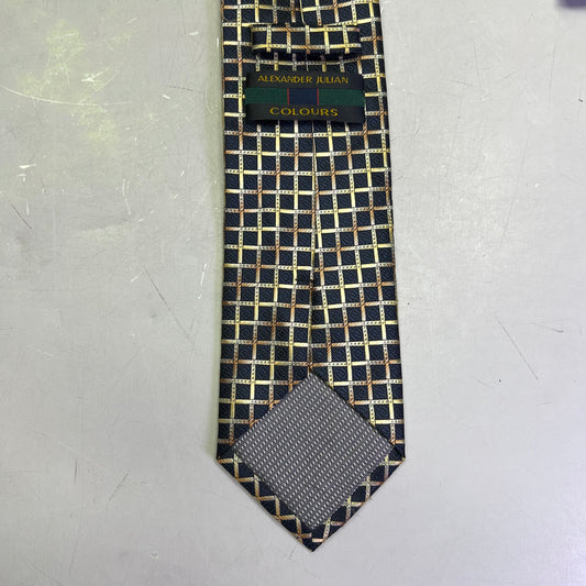 ALEXANDER JULIAN COLOURS Tile Design Tie 60" Gold/Black/Brown (Pre-Owned)