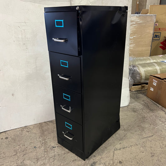 ZA@ ALERA 4-Drawer Vertical Fioe Cabinet 25473 Black Sz 52"H x 15"w x 25" D (AS-IS)(some cosmetic damage)