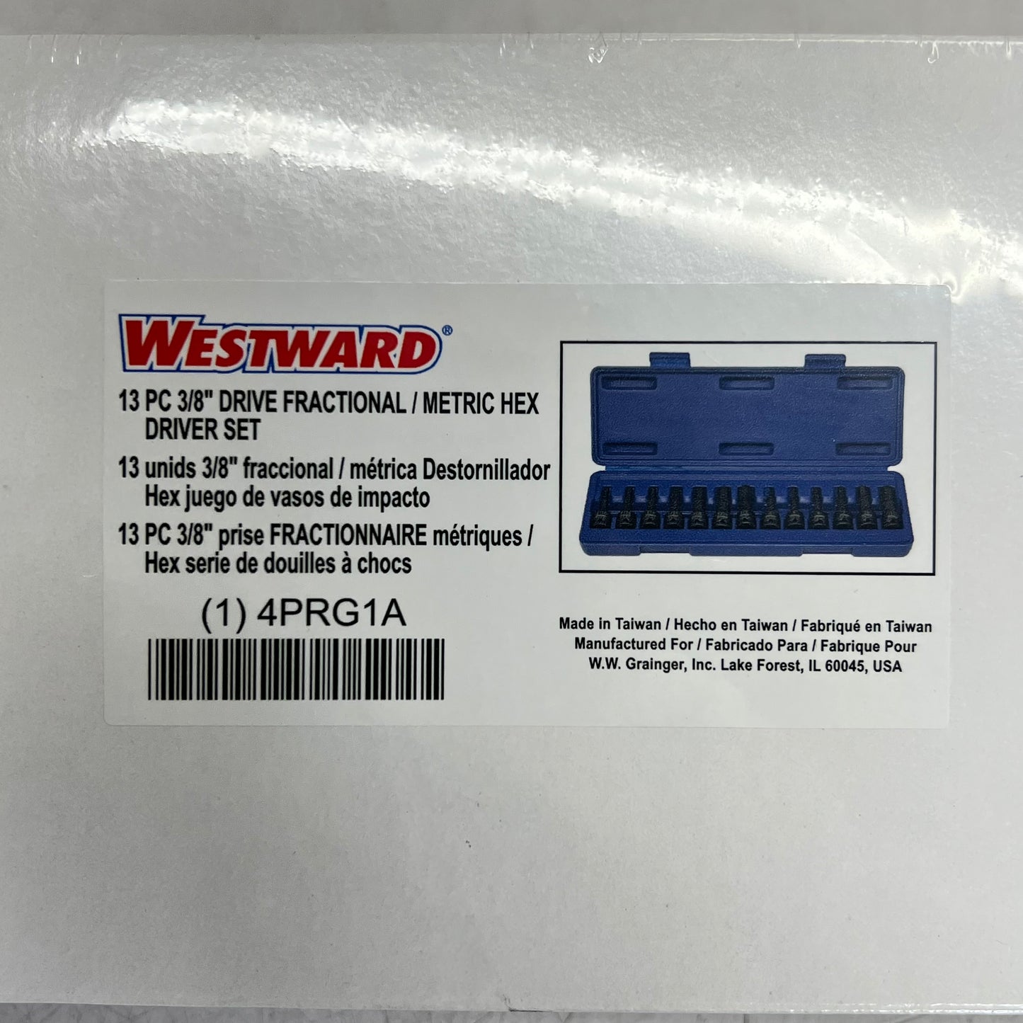 WESTWARD (13 PIECE SET) Impact Socket Bit Set Sae/metric 3/8" Drive Sz 4PRG1A