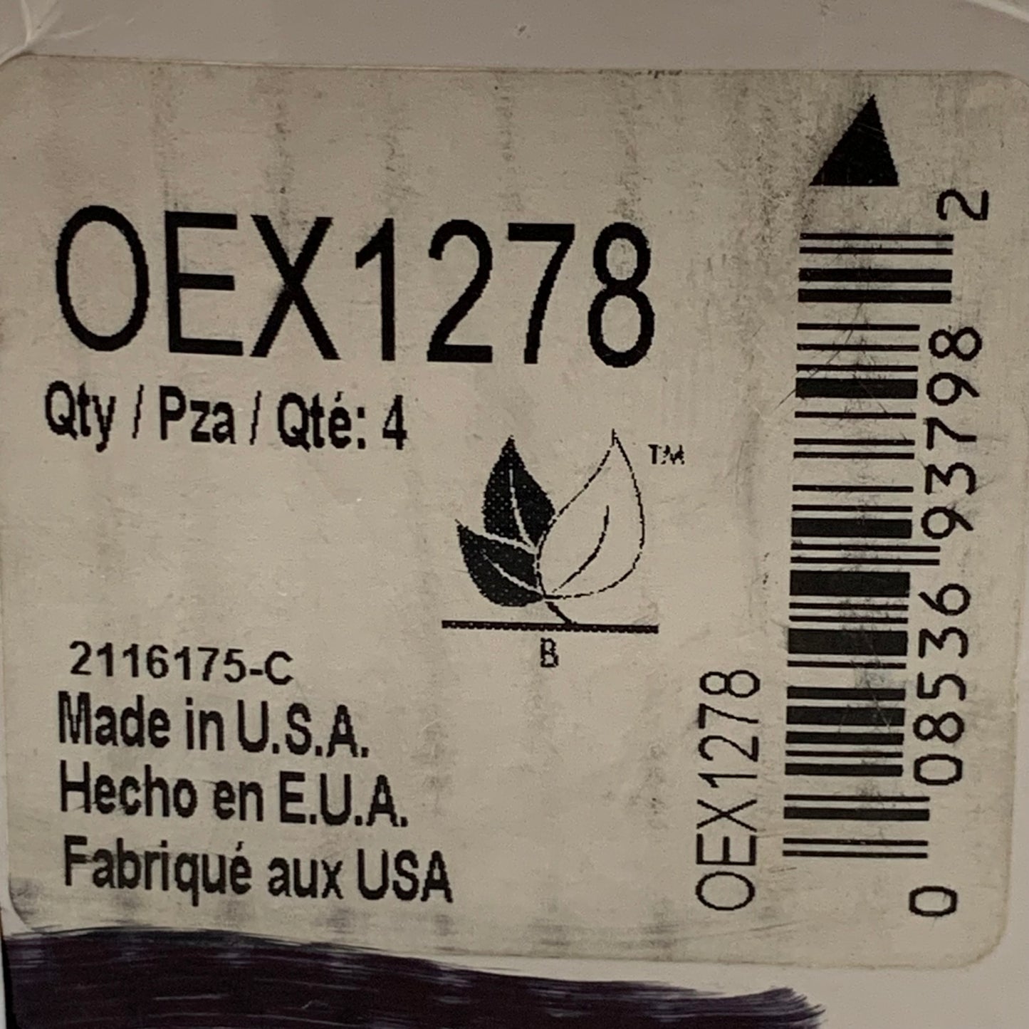 WAGNER OEx Ceramic Disc Brake Pad Set 10" x 2 1/2" Grey OEX1278