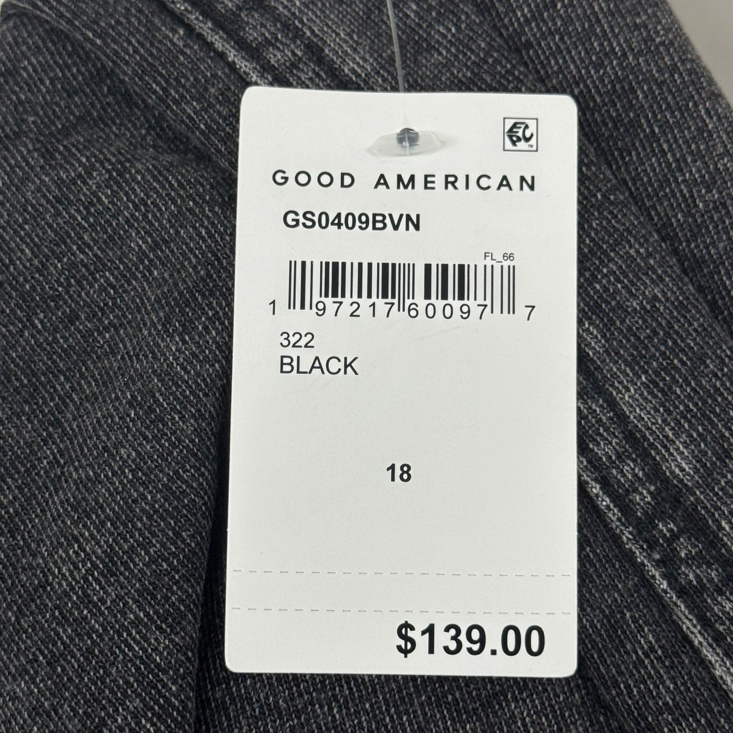 GOOD AMERICAN Jeanius Good Skate Jeans Women's Sz 18 Black GS0409BVN