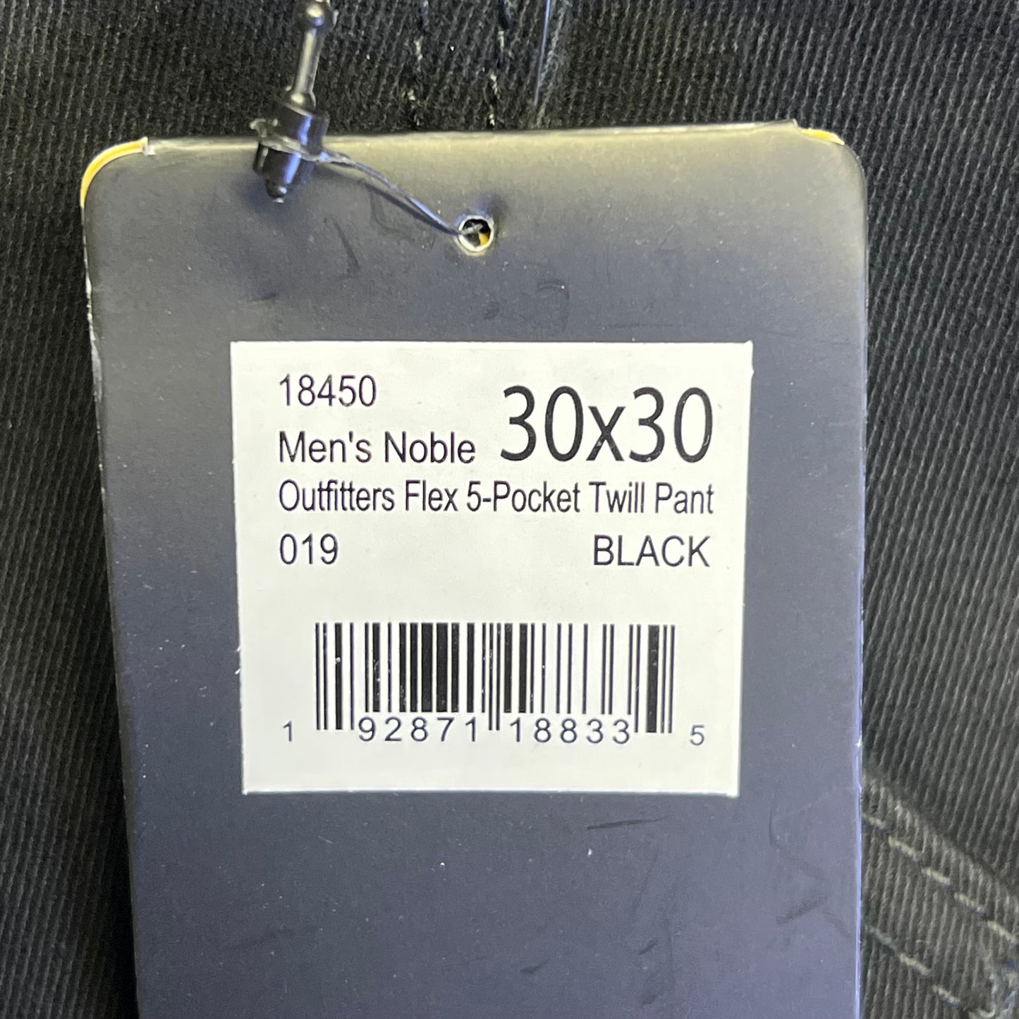 NOBLE OUTFITTERS Flex 5-Pocket Twill Work Pant Men's Sz 30x30 Black 18450