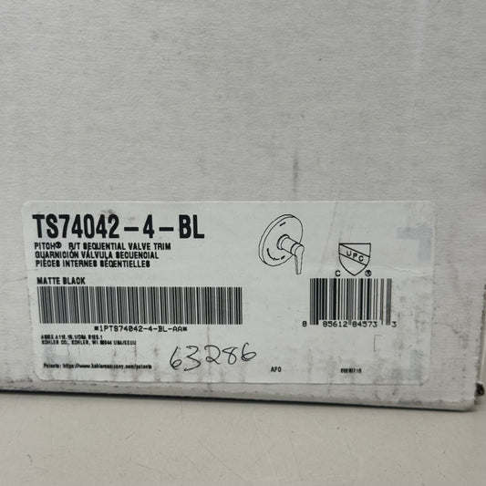 KOHLER Pitch Sequential Valve Trim Only Single Handle Matte Black TS74042-4-BL