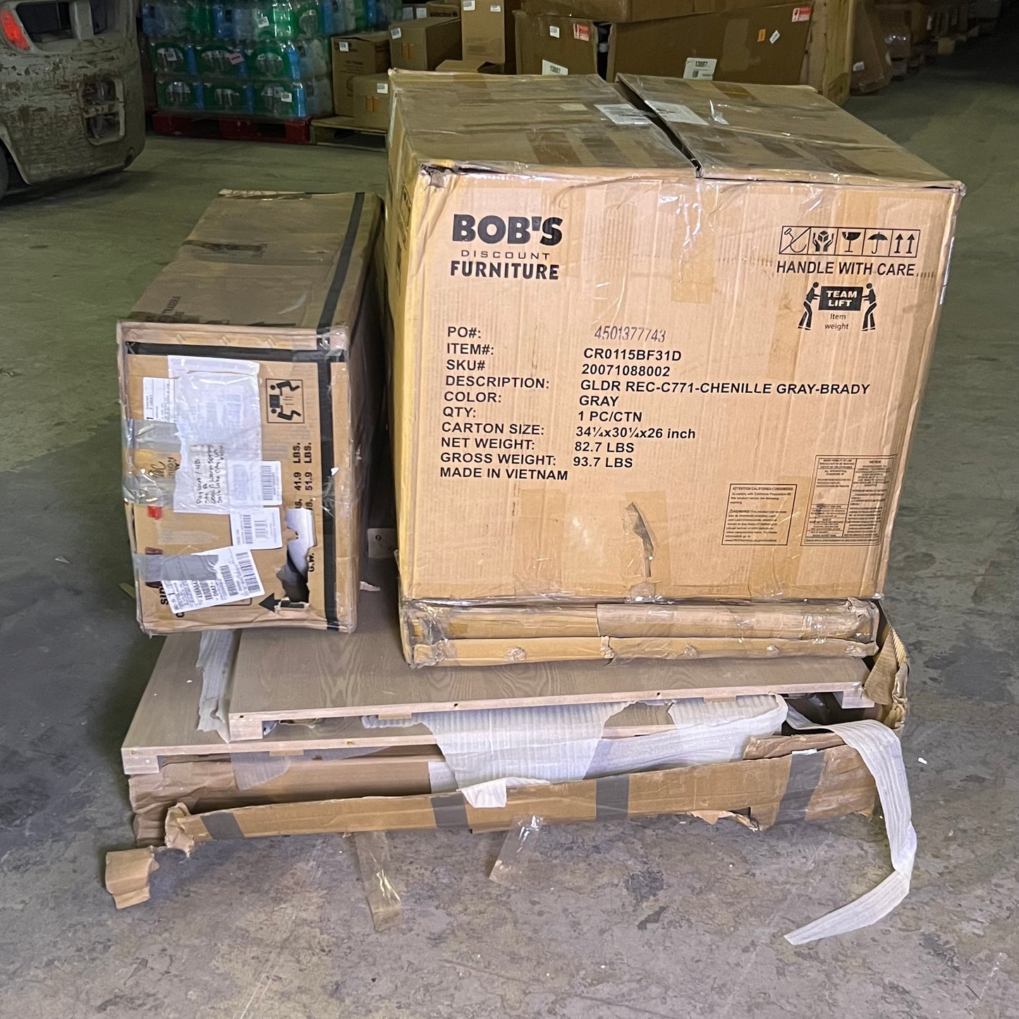 ZA@ Pallet of BOB'S Kitchen Table & Chairs 20071088002, Gray (AS-IS, Some Are Damage)