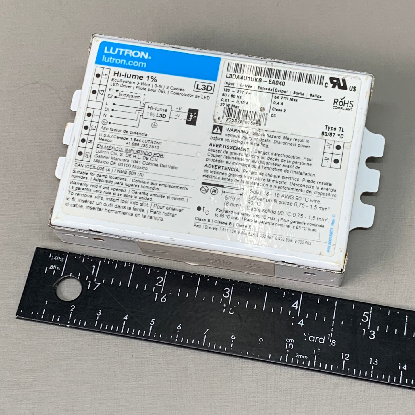 LUTRON Hi-Lume LED Driver & Power Supply LU00673 5" x 3" White 00673