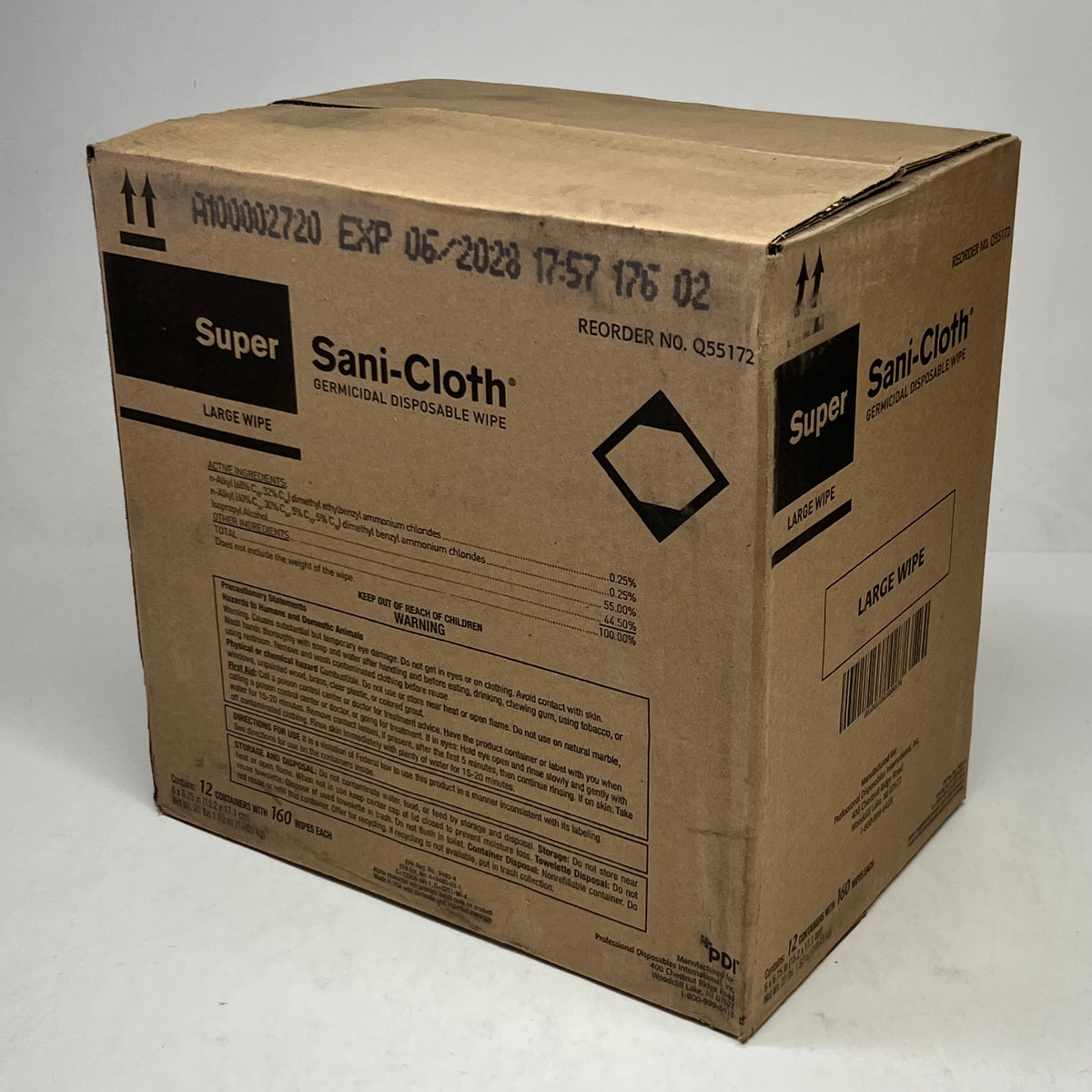 PDI (12 PACK) Super Sani-Cloth Large Wipes 160ct Each BB 06/2028