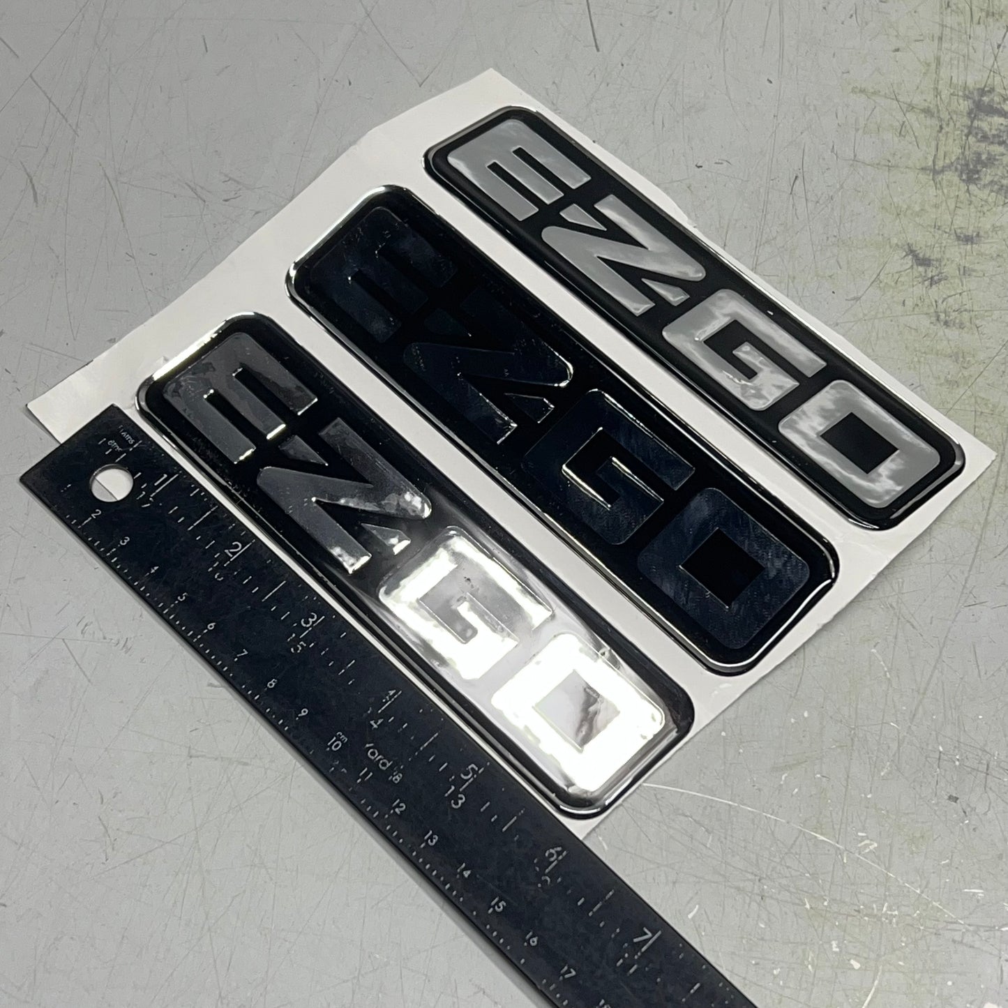 E-Z-GO (3 PACK) Cowl Decal Sticker 8"x1" Chrome/Black 619206