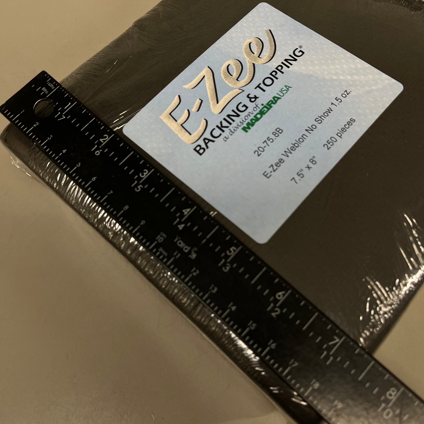MADEIRA USA E-ZEE Backing & Topping No Show 7.5"x8" Black 20-75.8B
