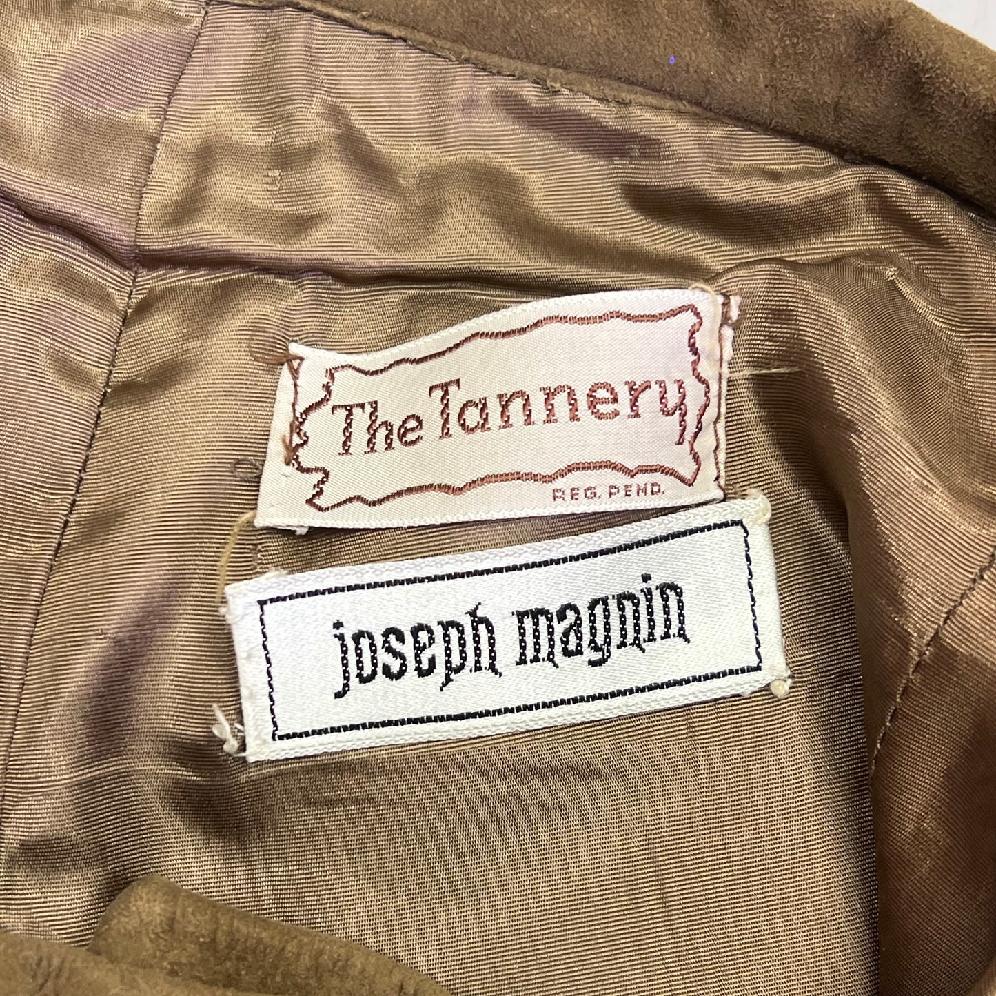 THE TANNERY JOSEPH MAGNIN Vintage Lined Raw Hide Skirt Women's Sz 4 Brown (Used)