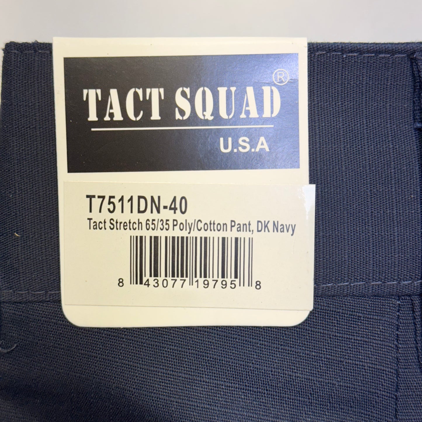 TACT SQUAD Tact Stretch Mini Ripstop Trouser Poly/Cotton Men's Sz 40 Dk Navy T7511