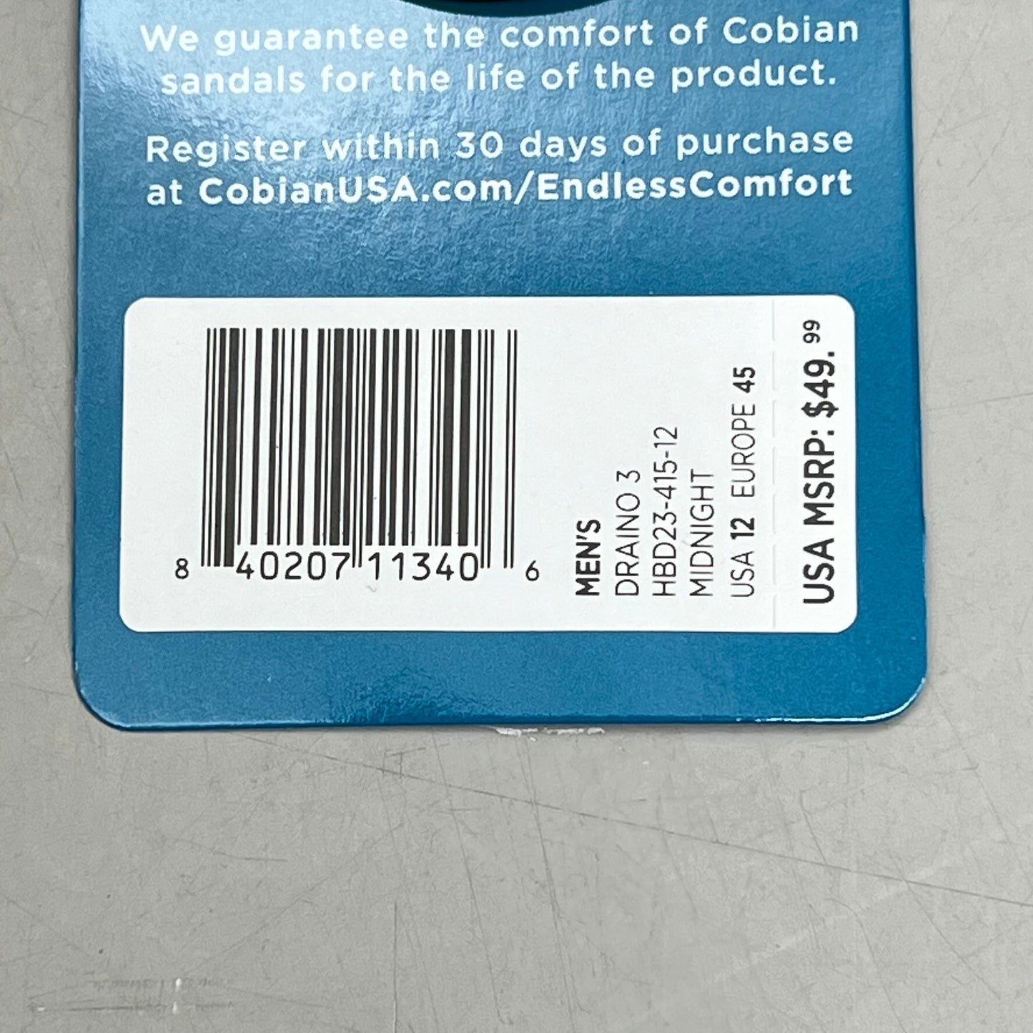 COBIAN Draino 3 Water Friendly Sandal's Men's Sz 12, EU 45 Midnight HBD23-415-12