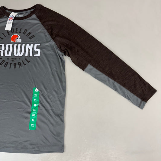 NFL Cleveland Browns Long Sleeve Shirt XL Brown/Grey 1802970 Established 1946