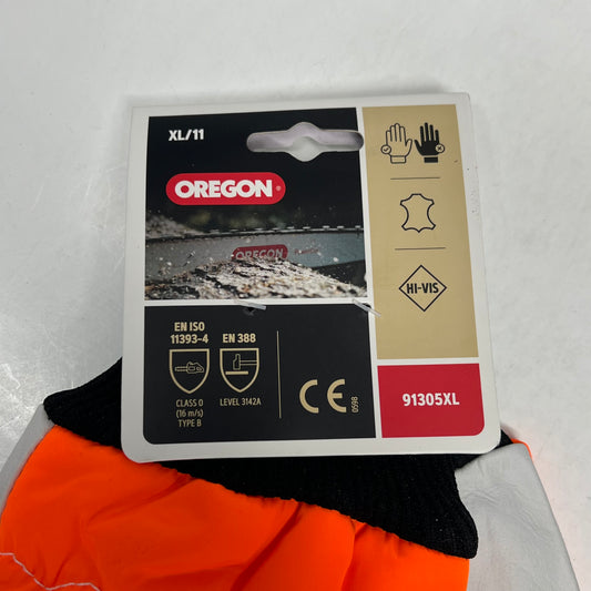 OREGON Leather Chainsaw Gloves Extra Thick Material Unisex Sz XL Orange 91305XL