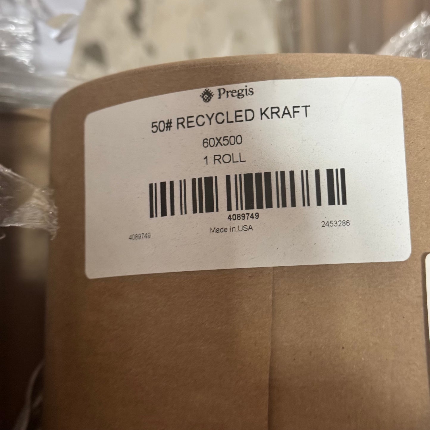 PREGIS Heavy Duty Construction Paper Roll, Recycled Kraft 60”Wx500 Brown