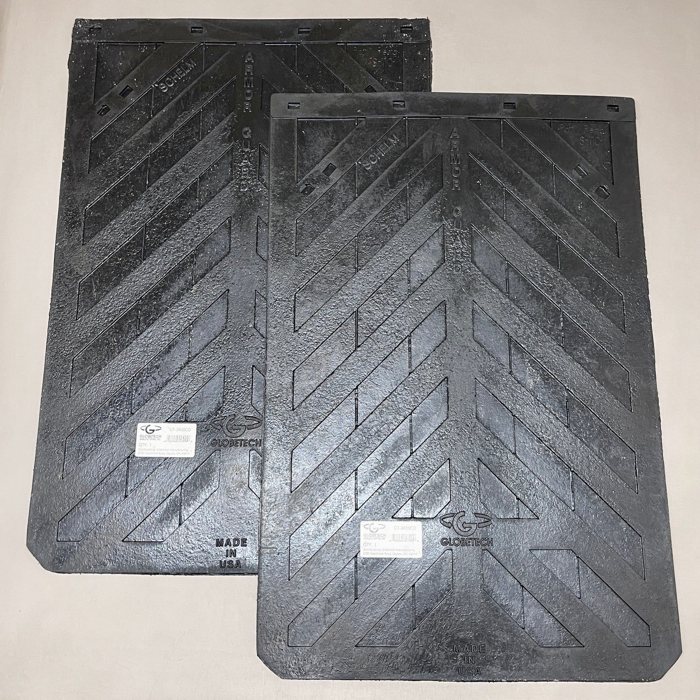 GLOBETECH 2-PACK! Rubber Mud Flaps 1/2" Thick x 24" W x 36" L Black 2436CD (New)