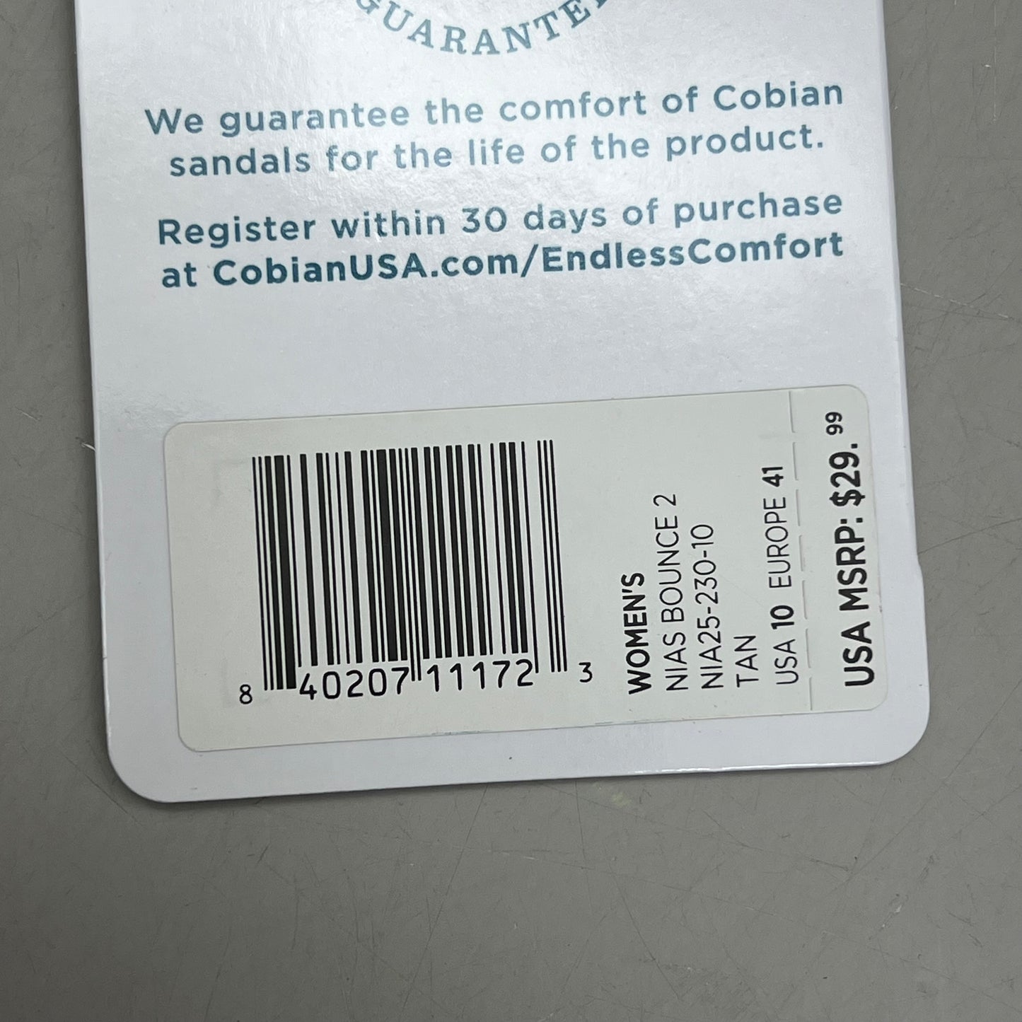 COBIAN Nia's Bounce 2 Synthetic Leather Sandals Women's Sz 10, EU 41 Tan NIA25-230-10