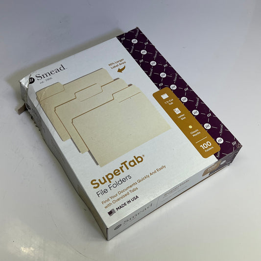 ZA@ SMEAD (500 PACK) Super Tab File Folders 1/3 Cut Letter Sz Manila 10301 (Damaged) B