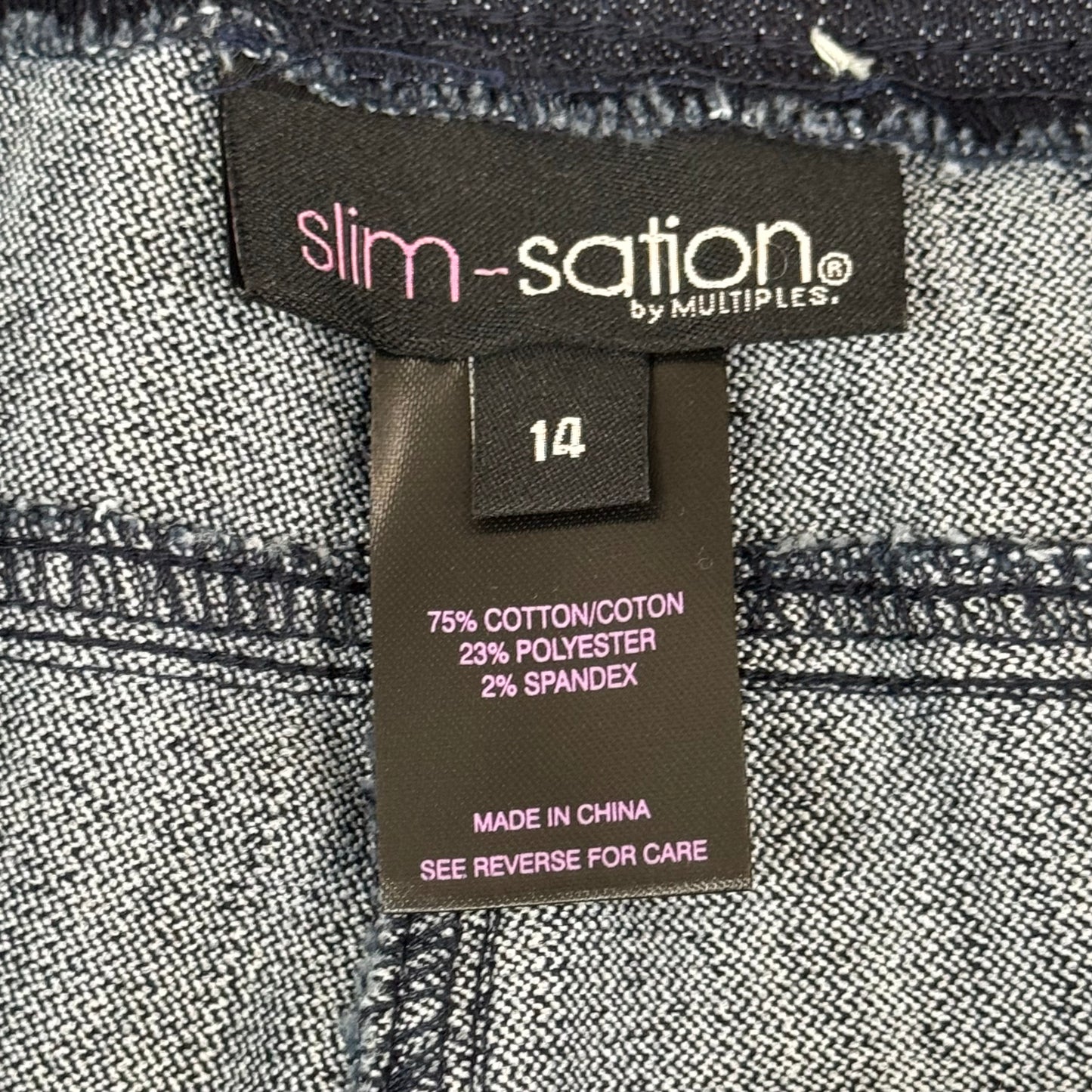 MULTIPLES Narrow Leg Pants Petite Women's Sz 14 Denim M2604P