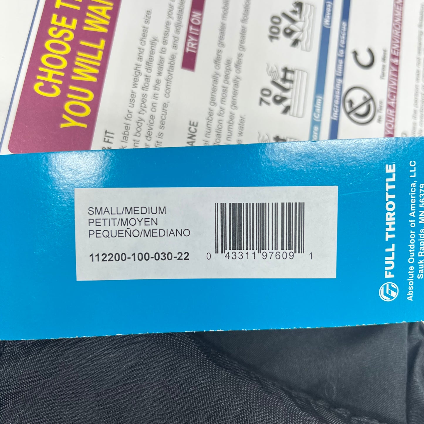 FULL THROTTLE Adjustable Nylon Life Jacket Unisex S/M Black/Red 112200-100-03022