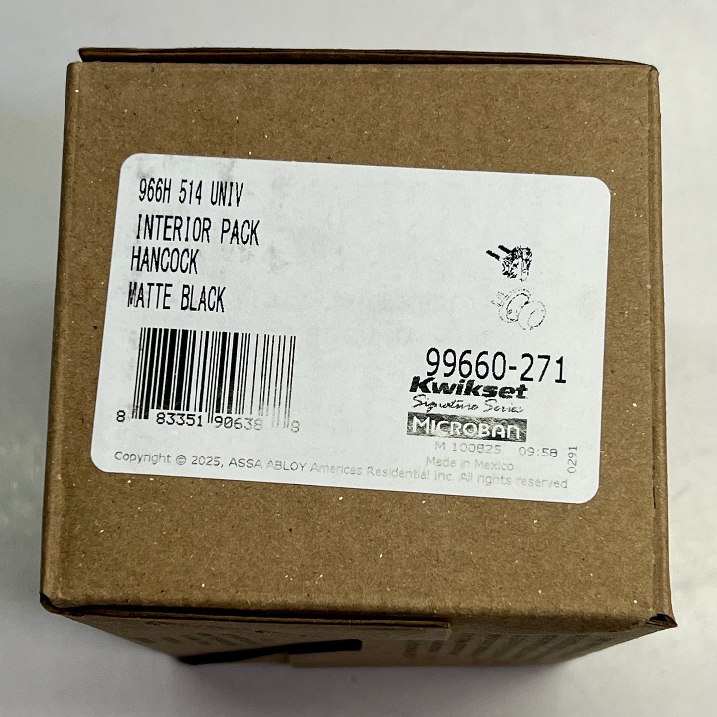 KWIKSET Interior Trim Pack Hancock Knob Single Cylinder Matte Black 99660-271