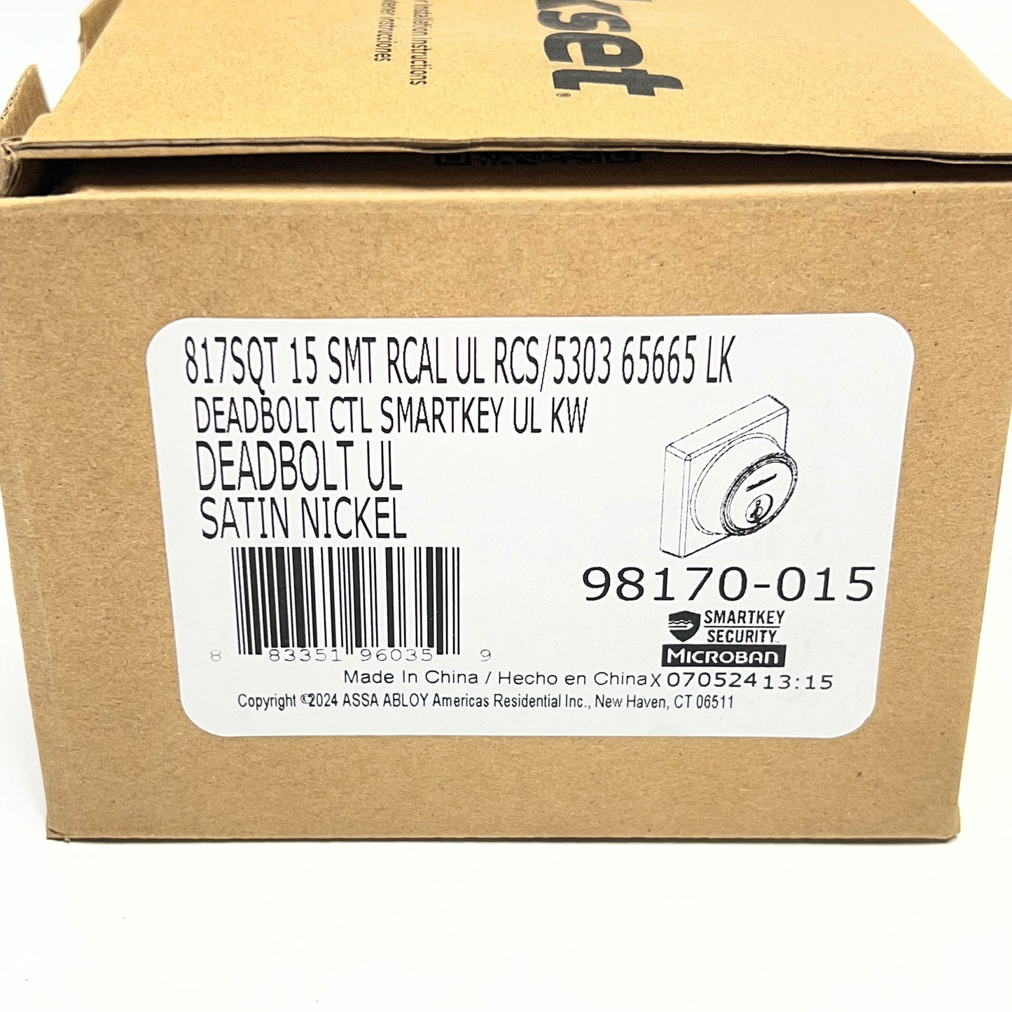 KWIKSET 817 Series Key Control Deadbolt Smartkey Security Satin Nickel 98170-015