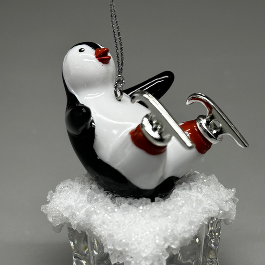 KURT S. ADLER Penguin On Ice Fallen Skater Christmas Ornament 4.25" T2458