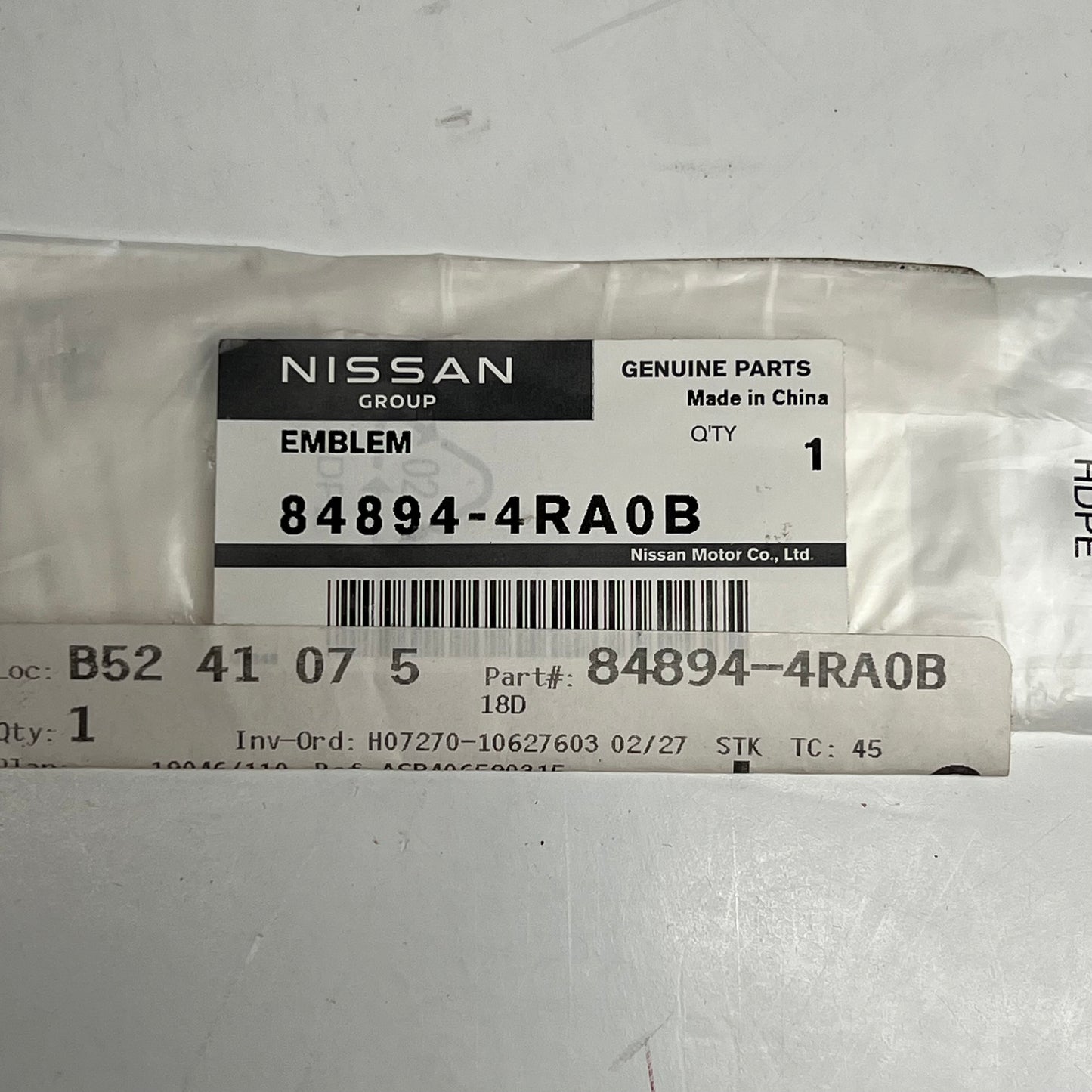 NISSAN Genuine Oem Trunk Lid Emblem 2016-2023 Nissan Maxima 84894-4RA0B