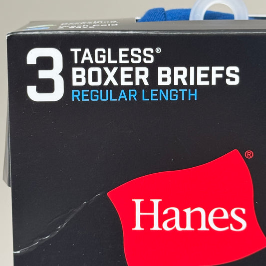 HANES (3 PACK!) Men's Comfort Flex Fit Boxer Briefs Sz L 36-38" Black/Blue/Red CFFSL3